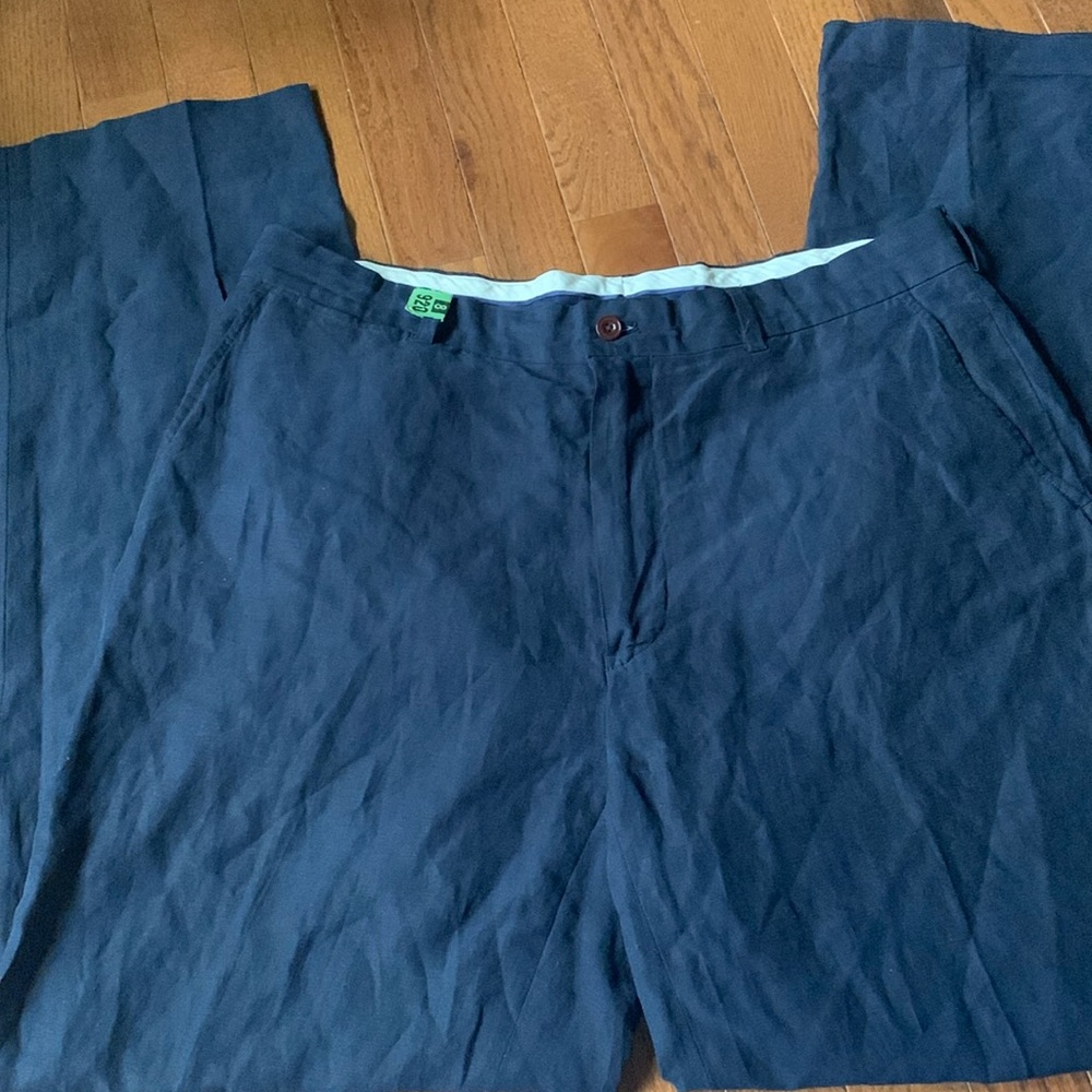 Polo Ralph Lauren Navy Linen Silk Trousers Size 36